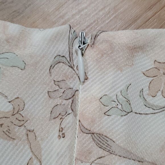 🔹️Ann Taylor Cream & Tan Floral Print Lightweight Skirt Size 4 - Picture 6 of 9